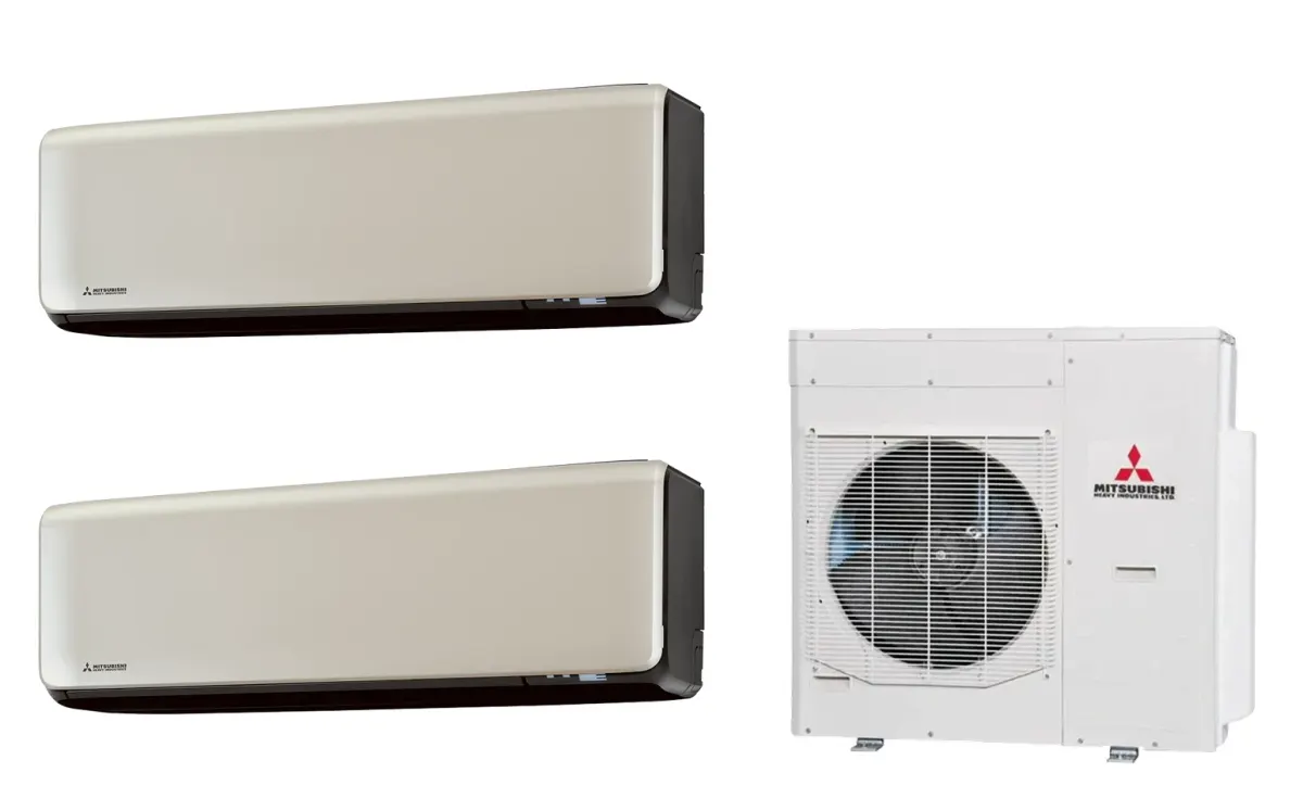 Klimatizácia multi-split Mitsubishi Heavy SRK-ZT Premium titánová — vonkajšia jednotka SCM125ZM + 2× jednotka (2,5, 5,0 kW)
