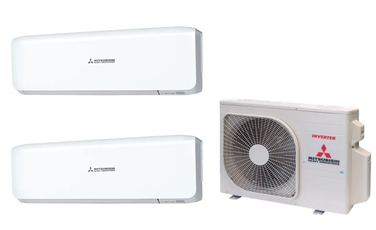 Klimatizácia multi-split Mitsubishi Heavy SRK-ZS Premium biela — vonkajšia jednotka SCM30ZS + 2× jednotka (2,0, 2,5 kW)
