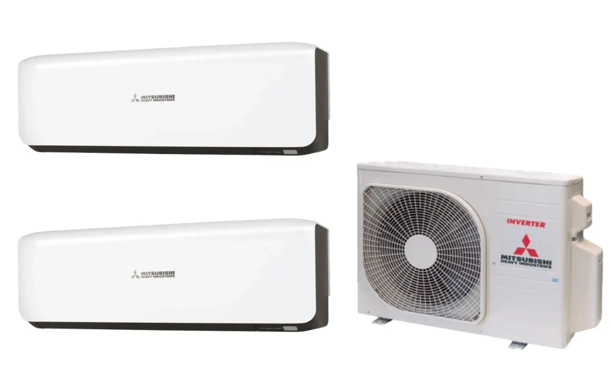 Klimatizácia multi-split Mitsubishi Heavy SRK-ZS Premium čierna — vonkajšia jednotka SCM30ZS + 2× jednotka (2,5, 2,5 kW)
