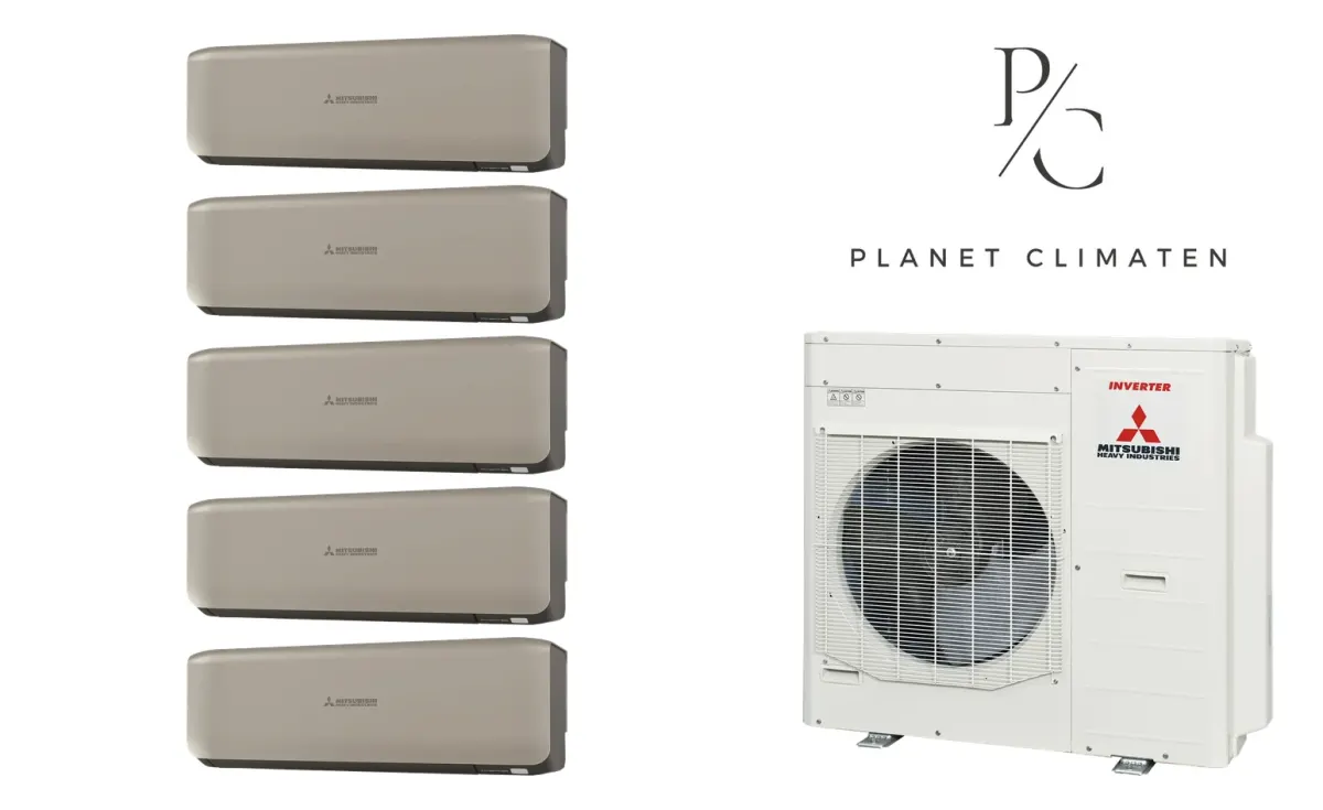 Klimatyzacja multi-split Mitsubishi Heavy SRK-ZS Premium tytanowy — agregat SCM100ZS + 5× jednostka (2,0, 2,0, 2,0, 2,0, 2,0 kW)