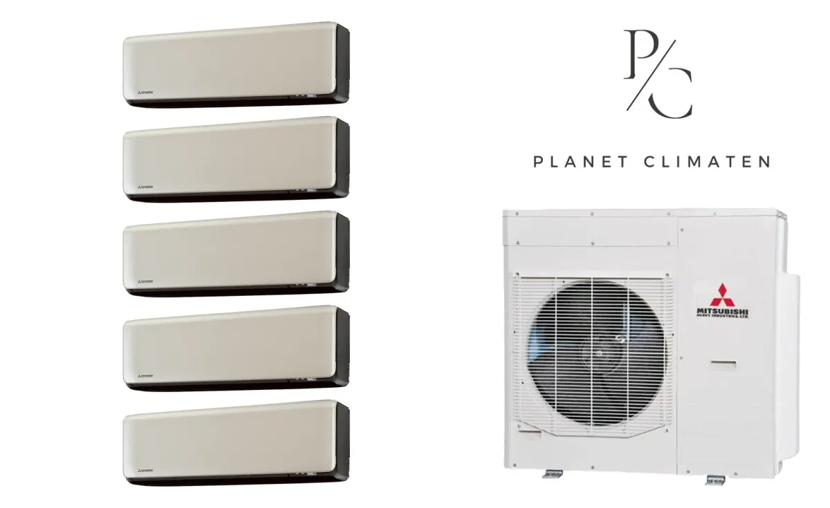 Klimatyzacja multi-split Mitsubishi Heavy SRK-ZT Premium tytanowy — agregat SCM125ZM + 5× jednostka (2,0, 2,0, 2,0, 2,0, 2,5 kW)