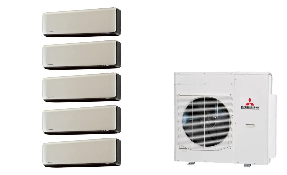 Klimatizácia multi-split Mitsubishi Heavy SRK-ZT Premium titánová — vonkajšia jednotka SCM125ZM + 5× jednotka (2,0, 2,0, 2,0, 2,5, 5,0 kW)