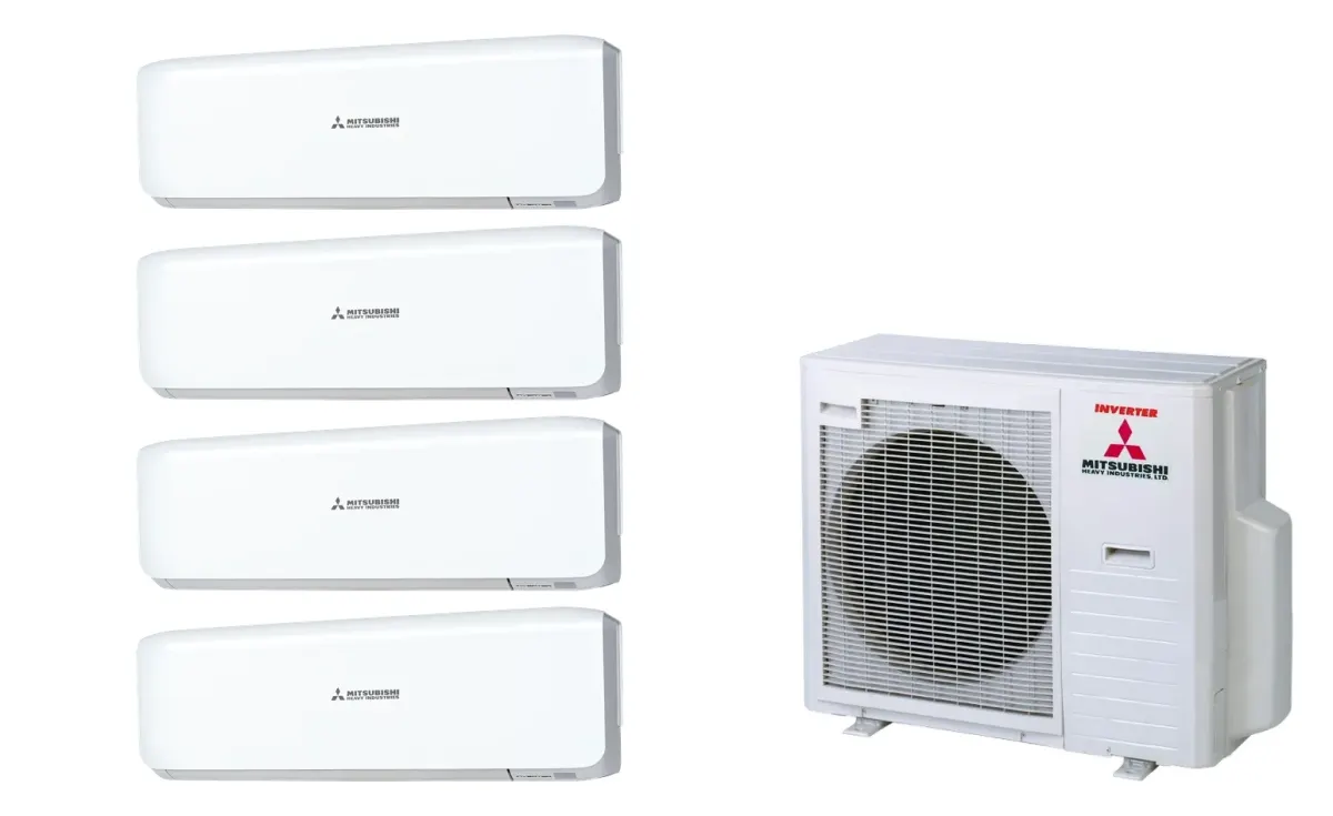 Klimatizácia multi-split Mitsubishi Heavy SRK-ZS Premium biela — vonkajšia jednotka SCM80ZS + 4× jednotka (2,5, 2,5, 2,5, 5,0 kW)