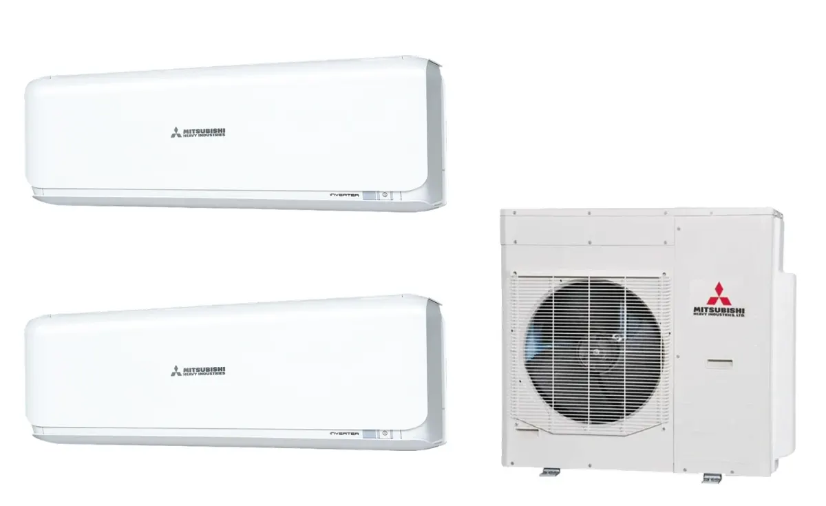 Klimatizácia multi-split Mitsubishi Heavy SRK-ZSX Diamond biela — vonkajšia jednotka SCM125ZM + 2× jednotka (3,5, 3,5 kW)