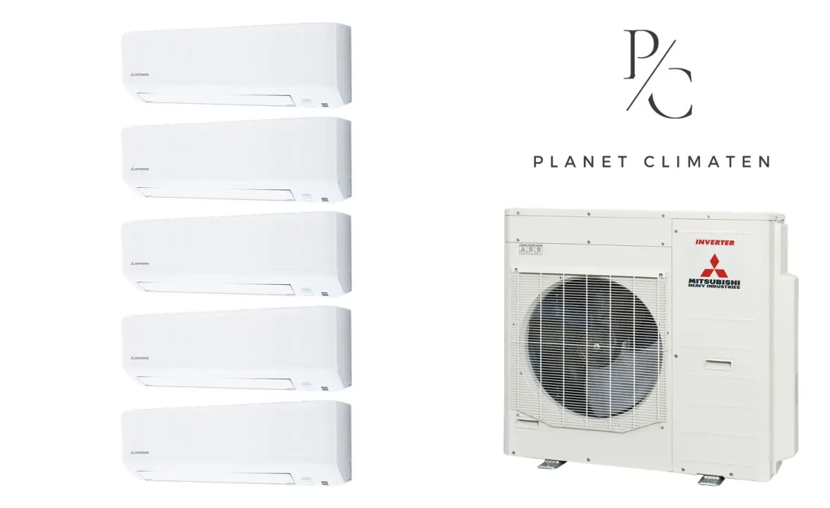 Klimatyzacja multi-split Mitsubishi Heavy SRK-ZSP Standard biały — agregat SCM100ZS + 5× jednostka (2,5, 2,5, 2,5, 2,5, 5,0 kW)
