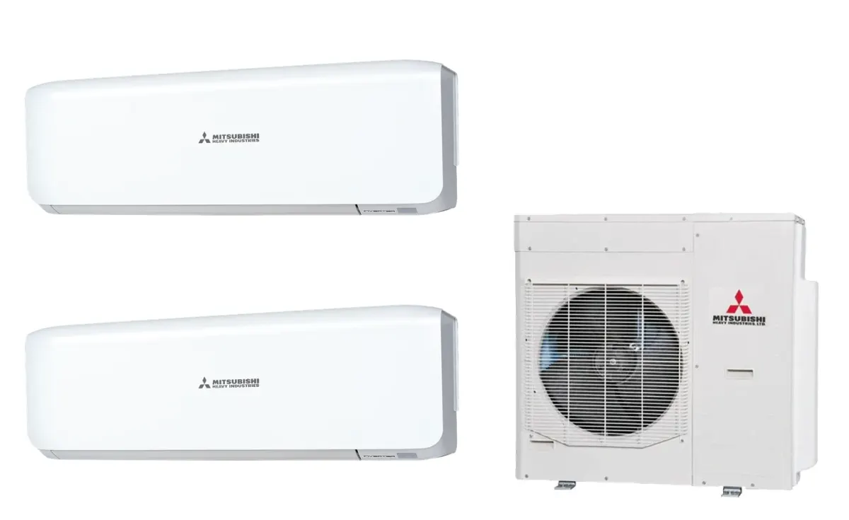 Klimatizácia multi-split Mitsubishi Heavy SRK-ZS Premium biela — vonkajšia jednotka SCM125ZM + 2× jednotka (5,0, 5,0 kW)