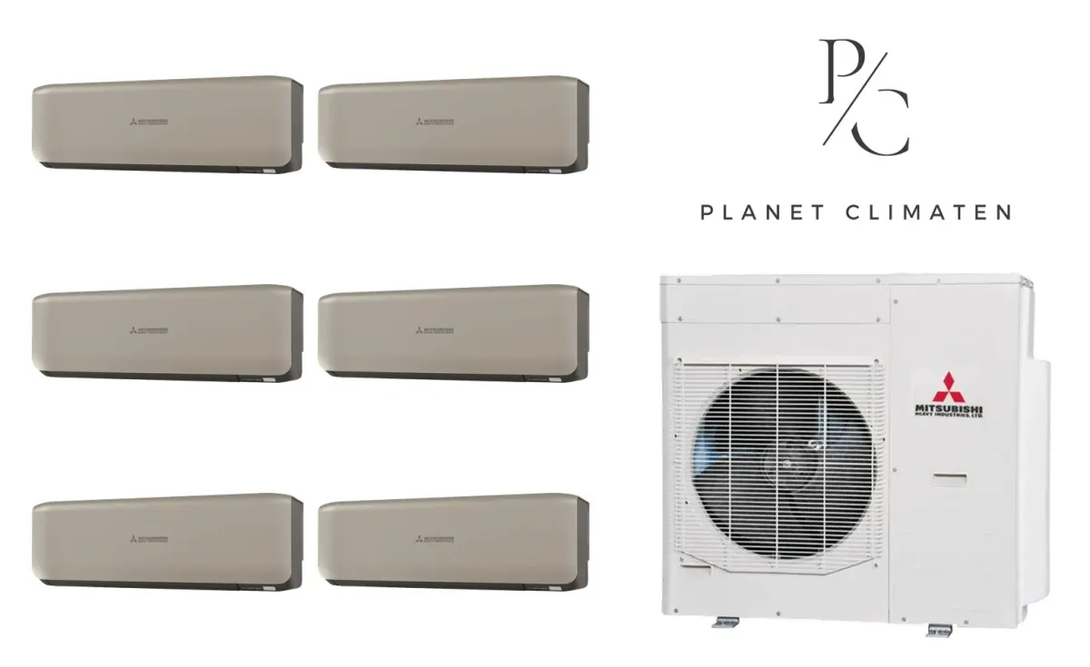 Klimatyzacja multi-split Mitsubishi Heavy SRK-ZS Premium tytanowy — agregat SCM125ZM + 6× jednostka (2,0, 2,0, 3,5, 3,5, 3,5, 5,0 kW)