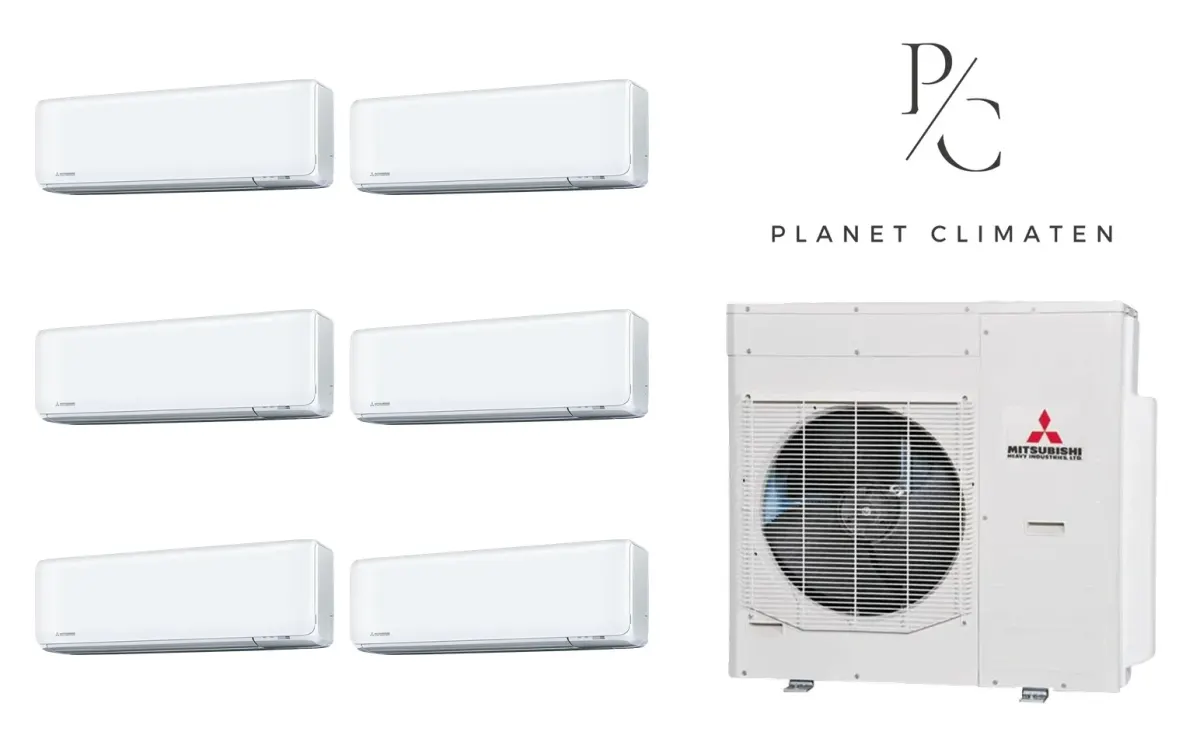 Klimatyzacja multi-split Mitsubishi Heavy SRK-ZT Premium biały — agregat SCM125ZM + 6× jednostka (2,0, 2,0, 2,0, 2,0, 2,5, 5,0 kW)