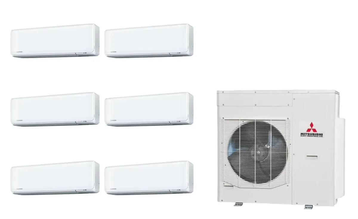 Klimatizácia multi-split Mitsubishi Heavy SRK-ZT Premium biela — vonkajšia jednotka SCM125ZM + 6× jednotka (2,0, 2,0, 2,0, 2,0, 2,0, 2,0 kW)