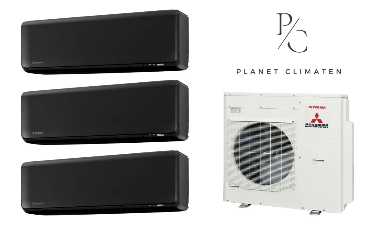 Klimatyzacja multi-split Mitsubishi Heavy SRK-ZT Premium czarny — agregat SCM100ZS + 3× jednostka (2,0, 2,0, 2,5 kW)
