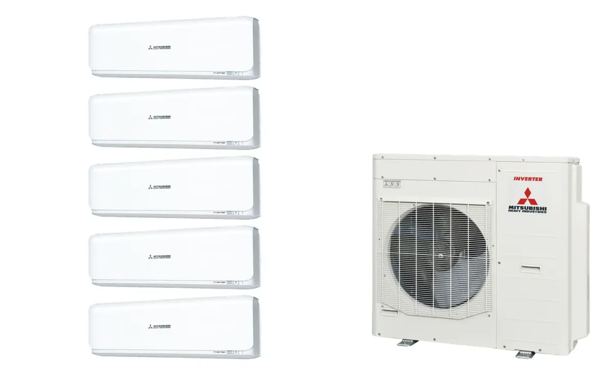 Klimatizácia multi-split Mitsubishi Heavy SRK-ZSX Diamond biela — vonkajšia jednotka SCM100ZS + 5× jednotka (2,0, 2,0, 2,5, 2,5, 5,0 kW)