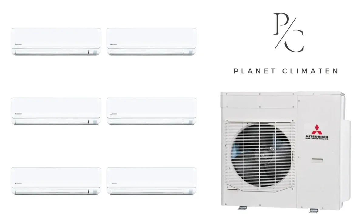 Klimatyzacja multi-split Mitsubishi Heavy SRK-ZTL Standard Plus biały — agregat SCM125ZM + 6× jednostka (2,0, 2,5, 2,5, 2,5, 5,0, 5,0 kW)