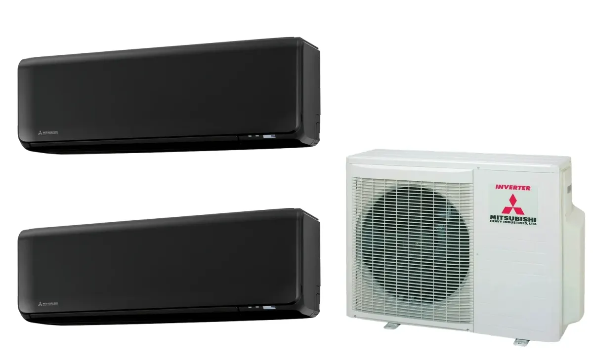 Klimatizácia multi-split Mitsubishi Heavy SRK-ZT Premium čierna — vonkajšia jednotka SCM40ZS + 2× jednotka (2,5, 2,5 kW)