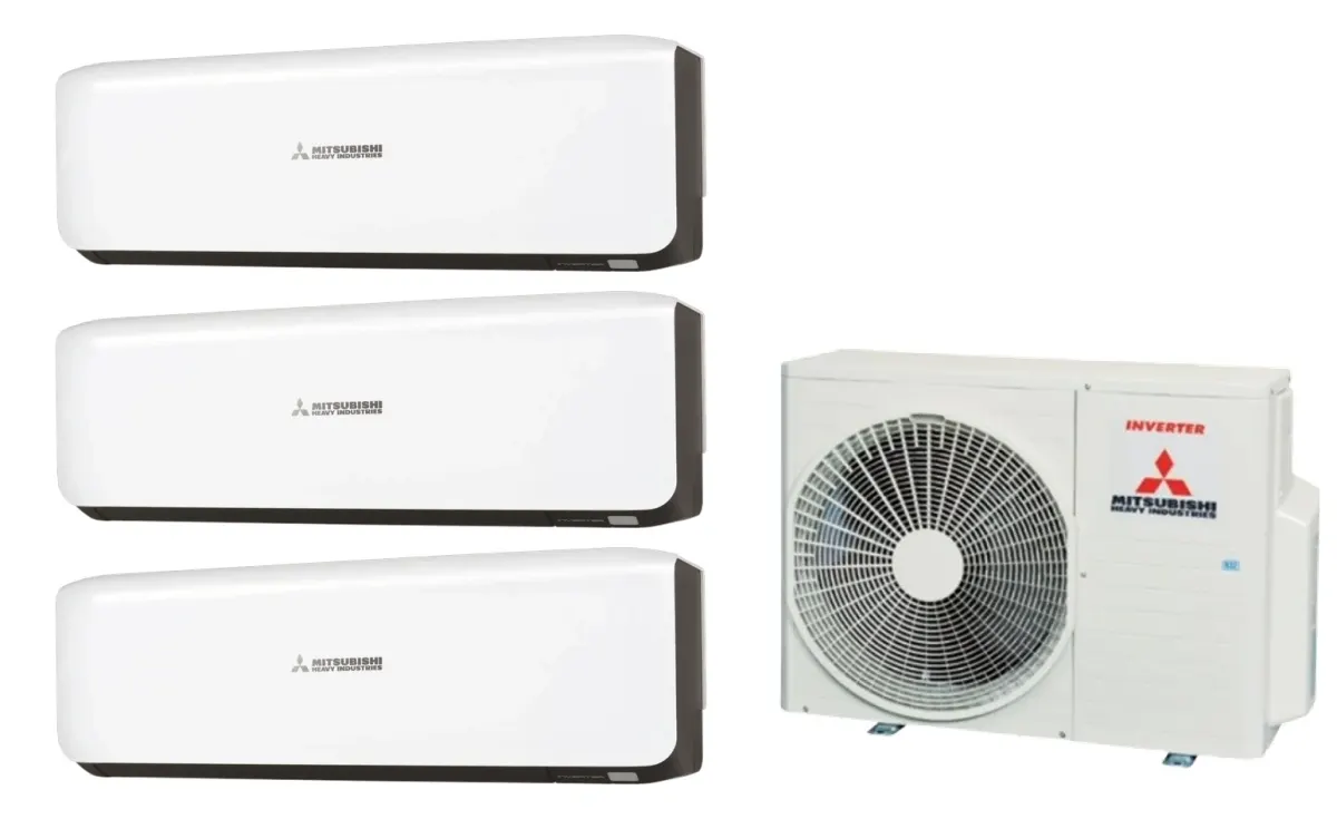Klimatizácia multi-split Mitsubishi Heavy SRK-ZS Premium čierna — vonkajšia jednotka SCM41ZS + 3× jednotka (2,0, 2,0, 2,0 kW)