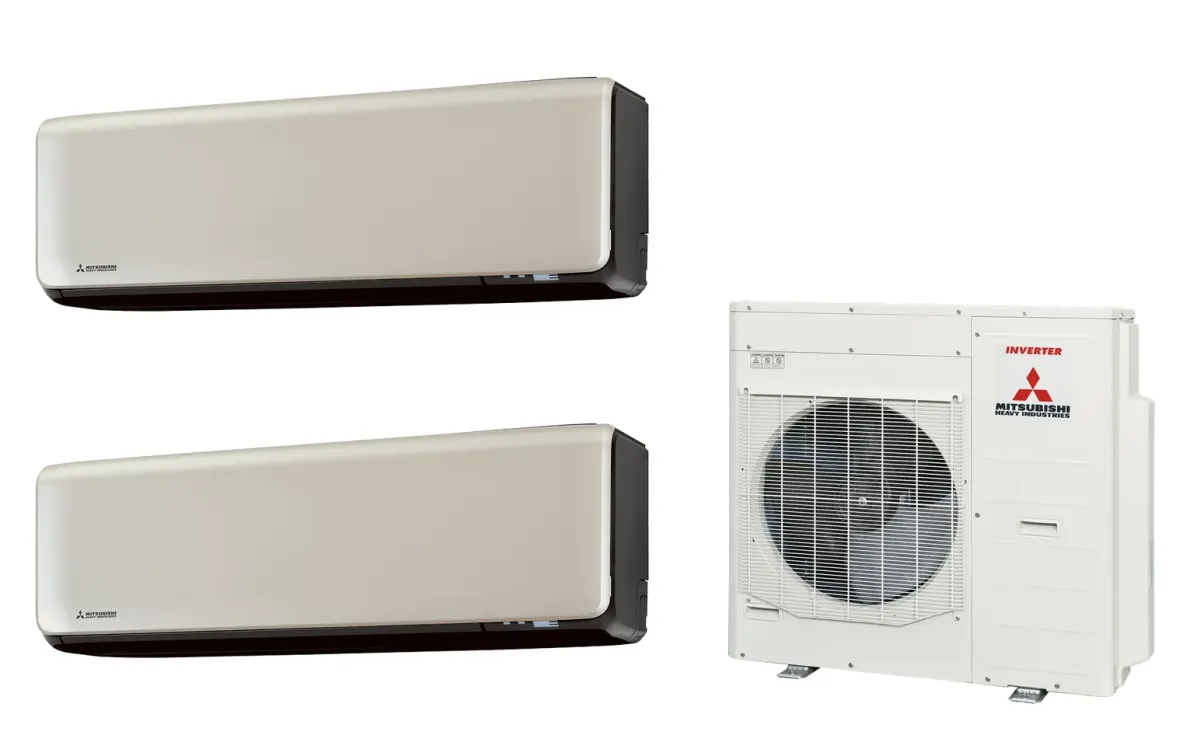 Klimatizácia multi-split Mitsubishi Heavy SRK-ZT Premium titánová — vonkajšia jednotka SCM100ZS + 2× jednotka (2,0, 2,0 kW)