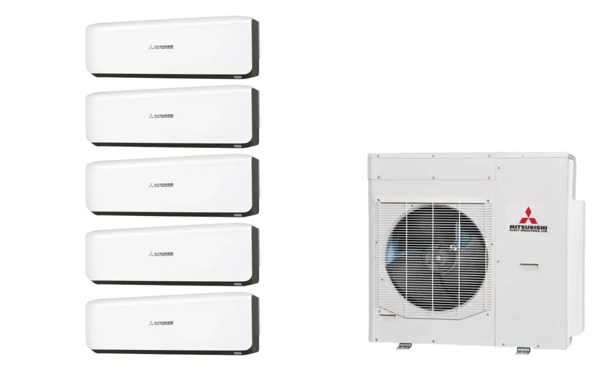 Klimatizácia multi-split Mitsubishi Heavy SRK-ZS Premium čierna — vonkajšia jednotka SCM125ZM + 5× jednotka (2,0, 2,0, 2,0, 2,0, 2,5 kW)