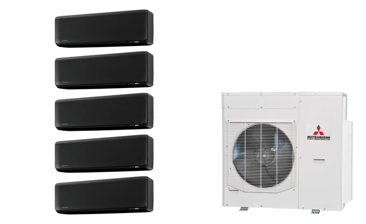 Klimatizácia multi-split Mitsubishi Heavy SRK-ZT Premium čierna — vonkajšia jednotka SCM125ZM + 5× jednotka (2,0, 2,0, 2,0, 2,0, 2,5 kW)