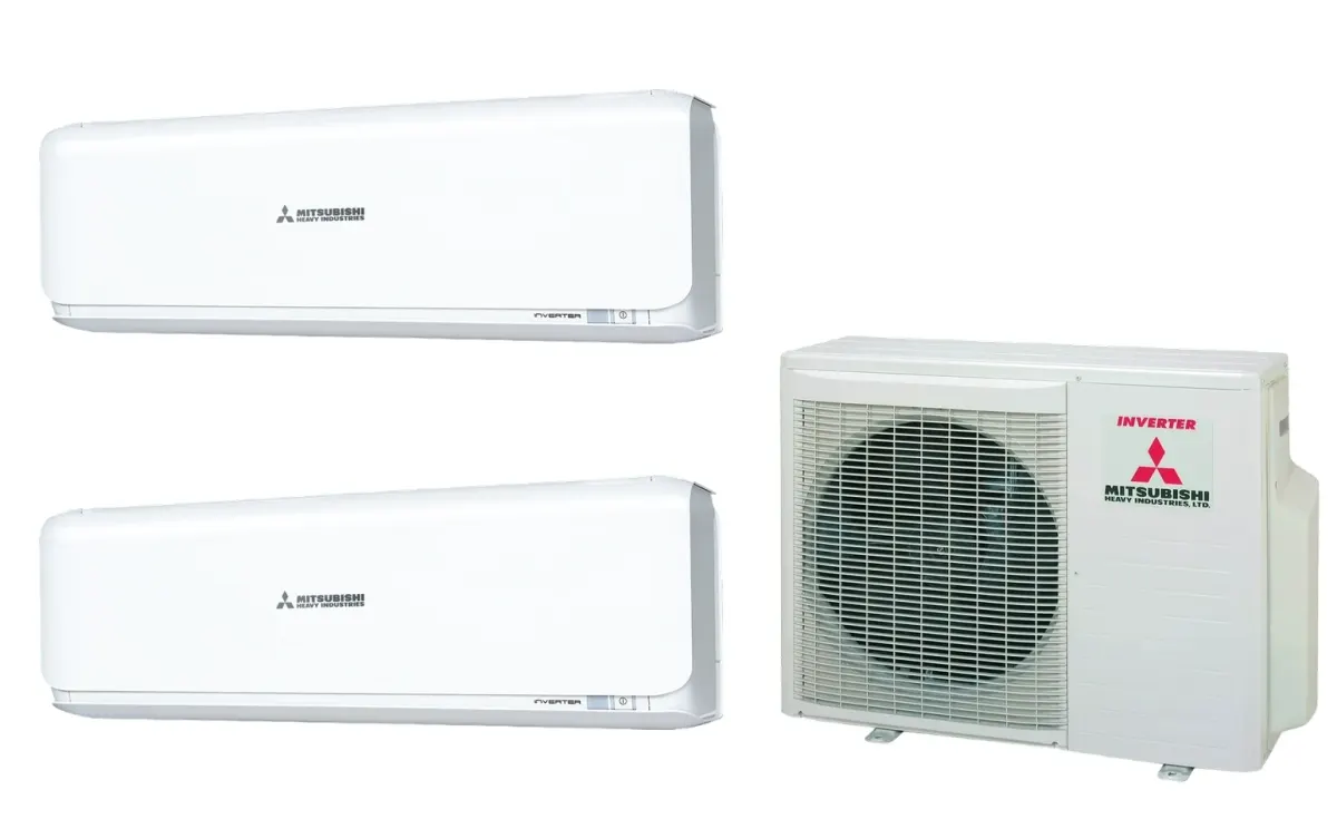 Klimatizácia multi-split Mitsubishi Heavy SRK-ZSX Diamond biela — vonkajšia jednotka SCM60ZS + 2× jednotka (5,0, 5,0 kW)