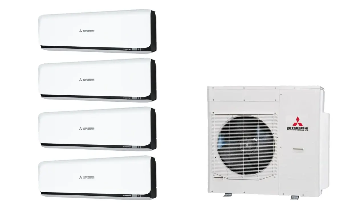Klimatizácia multi-split Mitsubishi Heavy SRK-ZSX Diamond čierna — vonkajšia jednotka SCM125ZM + 4× jednotka (2,0, 3,5, 5,0, 5,0 kW)