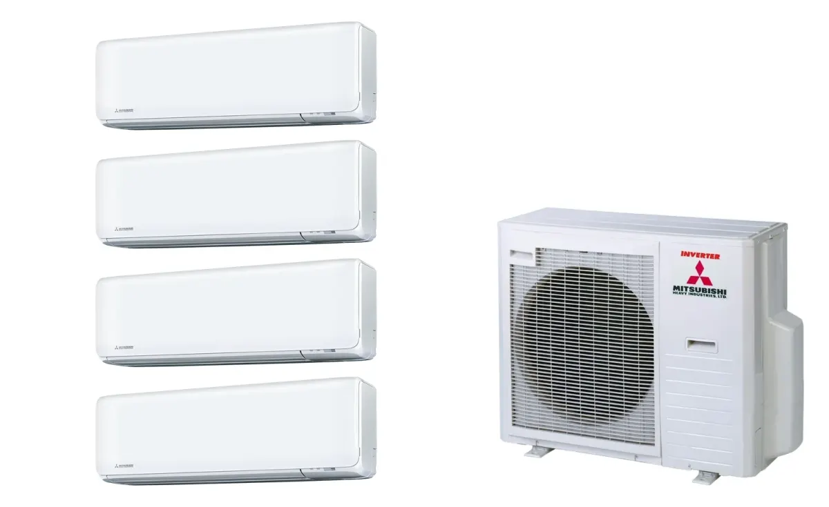 Klimatizácia multi-split Mitsubishi Heavy SRK-ZT Premium biela — vonkajšia jednotka SCM71ZS + 4× jednotka (2,5, 2,5, 2,5, 2,5 kW)