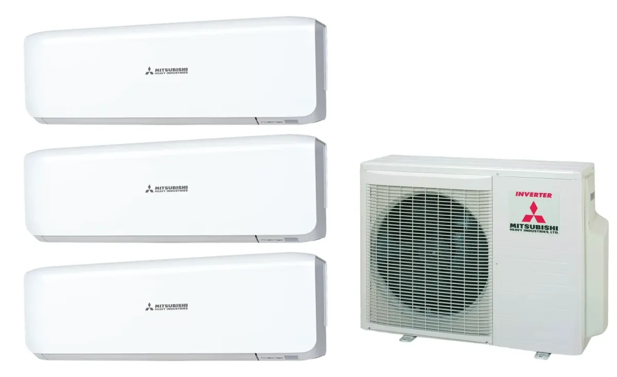 Klimatizácia multi-split Mitsubishi Heavy SRK-ZS Premium biela — vonkajšia jednotka SCM60ZS + 3× jednotka (2,0, 2,5, 2,5 kW)