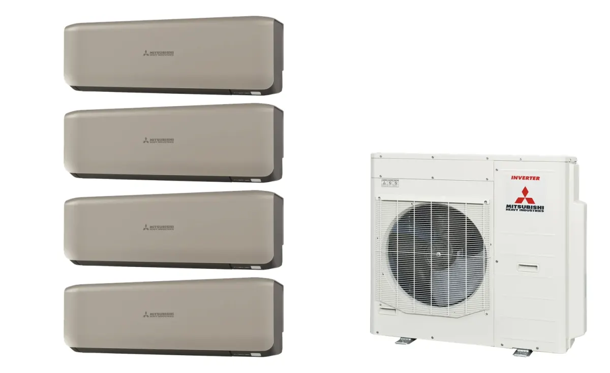 Klimatizácia multi-split Mitsubishi Heavy SRK-ZS Premium titánová — vonkajšia jednotka SCM100ZS + 4× jednotka (2,0, 2,0, 2,0, 2,0 kW)