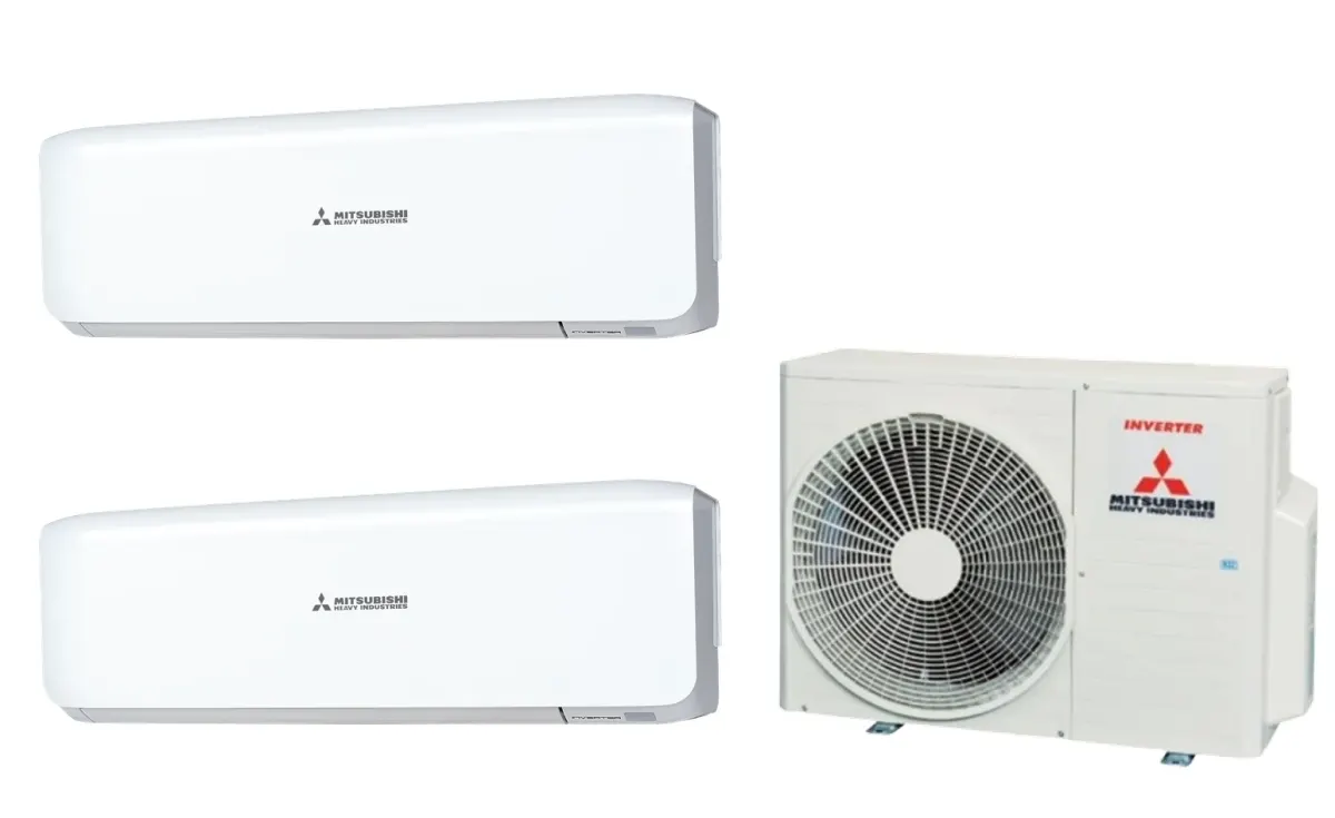 Klimatizácia multi-split Mitsubishi Heavy SRK-ZS Premium biela — vonkajšia jednotka SCM41ZS + 2× jednotka (2,5, 2,5 kW)