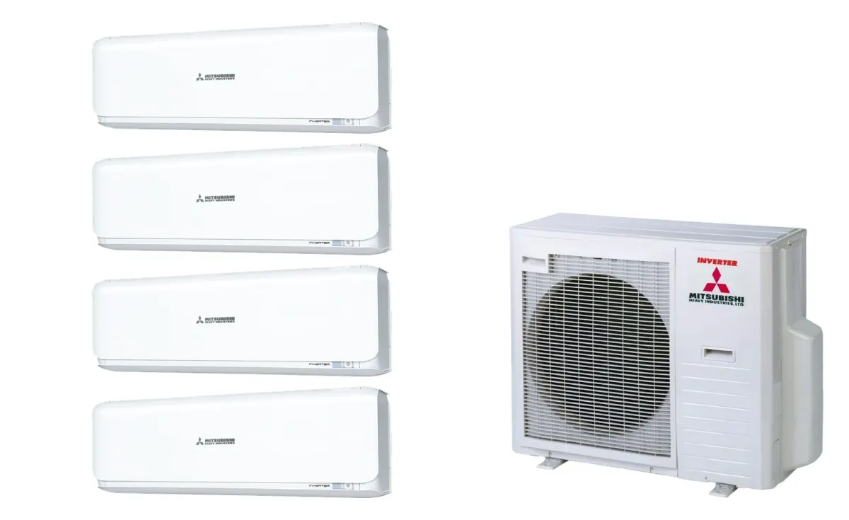 Klimatizácia multi-split Mitsubishi Heavy SRK-ZSX Diamond biela — vonkajšia jednotka SCM80ZS + 4× jednotka (2,0, 2,0, 2,0, 2,5 kW)