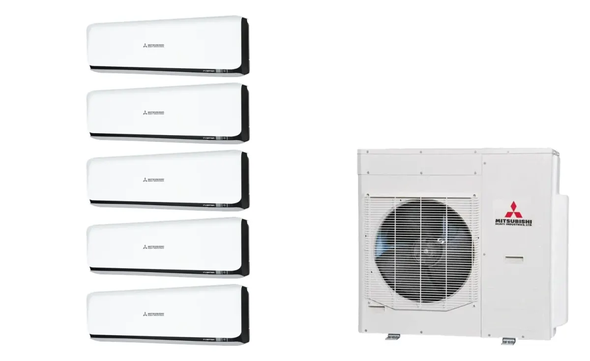 Klimatizácia multi-split Mitsubishi Heavy SRK-ZSX Diamond čierna — vonkajšia jednotka SCM125ZM + 5× jednotka (2,0, 2,0, 2,0, 2,0, 2,0 kW)