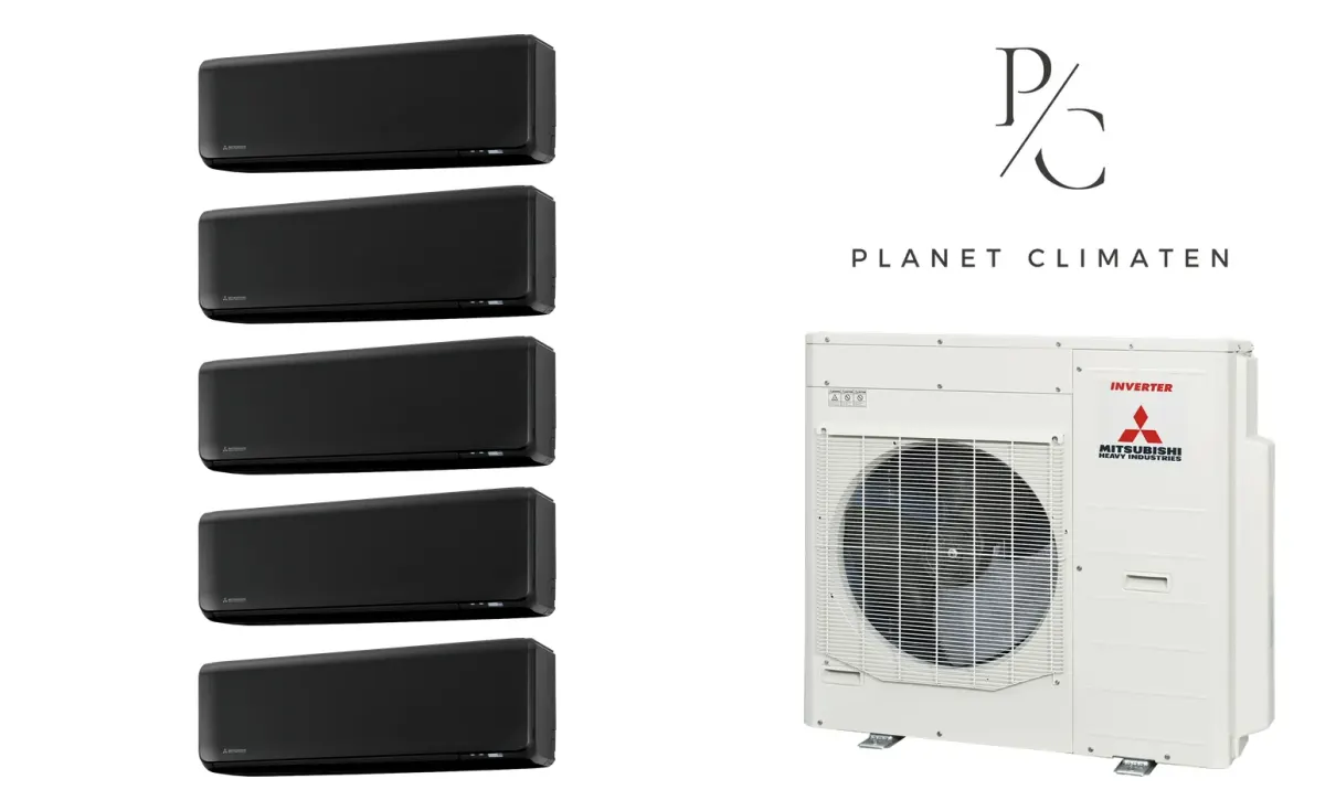 Klimatyzacja multi-split Mitsubishi Heavy SRK-ZT Premium czarny — agregat SCM100ZS + 5× jednostka (2,0, 2,0, 2,0, 2,0, 2,0 kW)