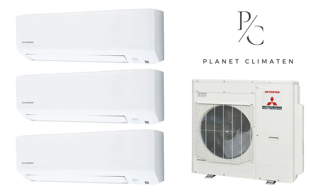Klimatyzacja multi-split Mitsubishi Heavy SRK-ZSP Standard biały — agregat SCM100ZS + 3× jednostka (2,5, 3,5, 3,5 kW)