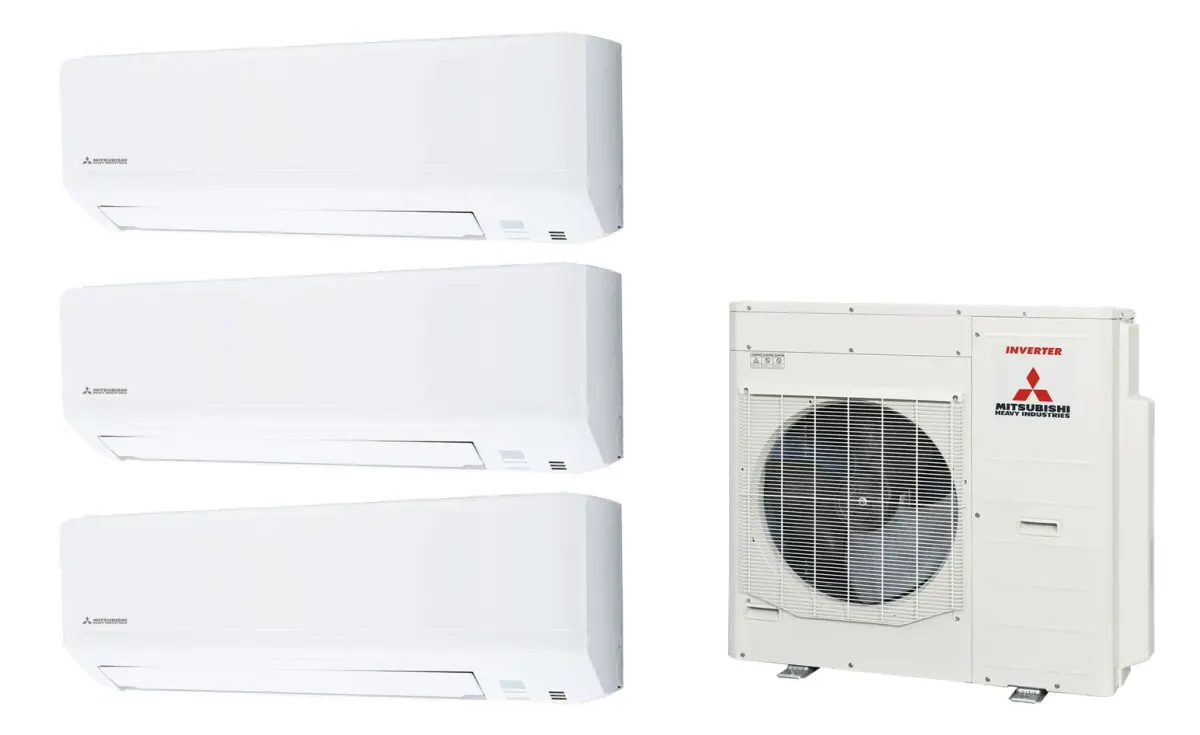 Klimatizácia multi-split Mitsubishi Heavy SRK-ZSP Standard biela — vonkajšia jednotka SCM100ZS + 3× jednotka (3,5, 3,5, 5,0 kW)