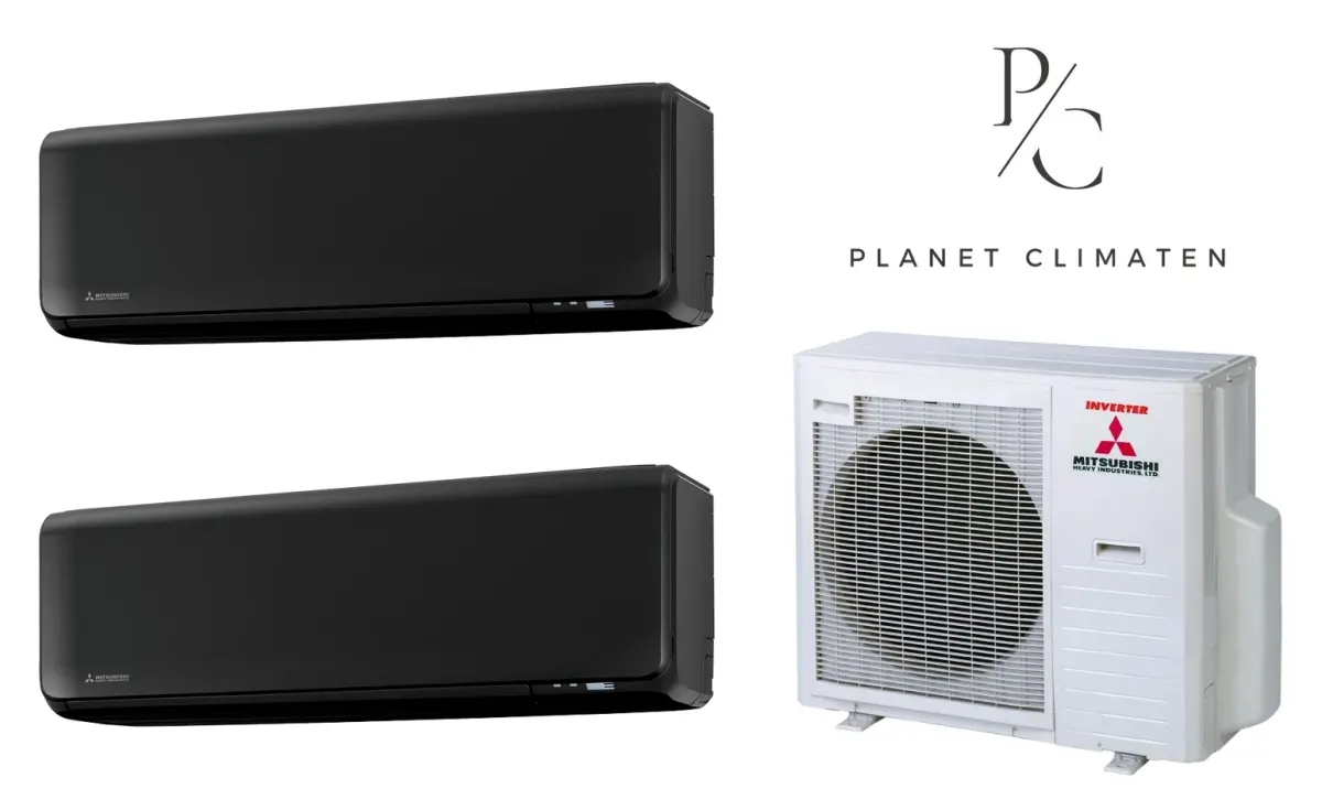 Klimatyzacja multi-split Mitsubishi Heavy SRK-ZT Premium czarny — agregat SCM80ZS + 2× jednostka (2,0, 2,0 kW)