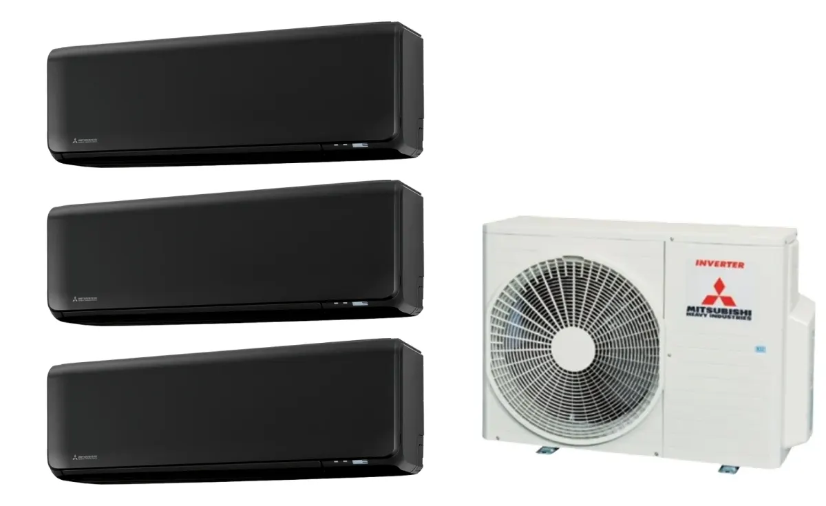 Klimatizácia multi-split Mitsubishi Heavy SRK-ZT Premium čierna — vonkajšia jednotka SCM41ZS + 3× jednotka (2,0, 2,0, 2,0 kW)