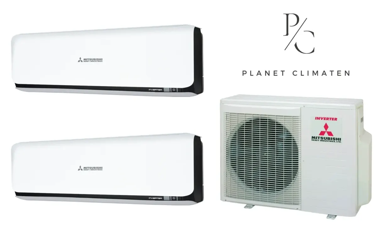 Klimatyzacja multi-split Mitsubishi Heavy SRK-ZSX Diamond czarny — agregat SCM40ZS + 2× jednostka (2,0, 2,5 kW)
