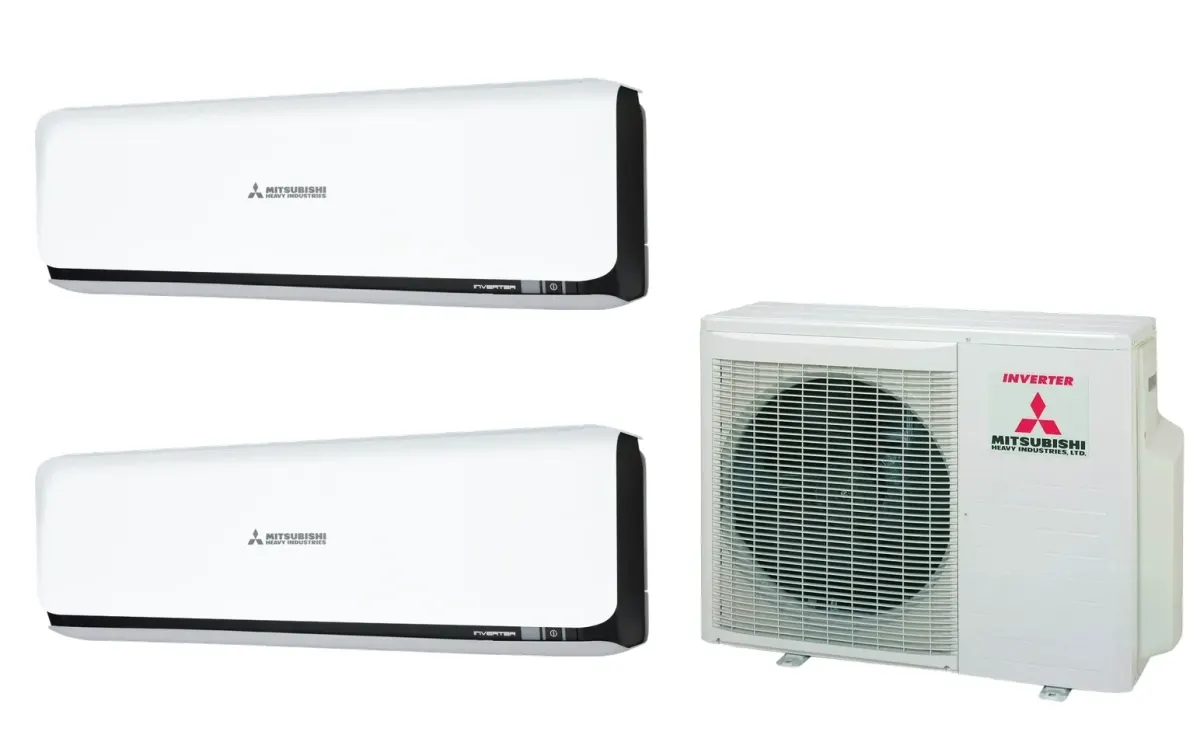 Klimatizácia multi-split Mitsubishi Heavy SRK-ZSX Diamond čierna — vonkajšia jednotka SCM40ZS + 2× jednotka (2,5, 2,5 kW)