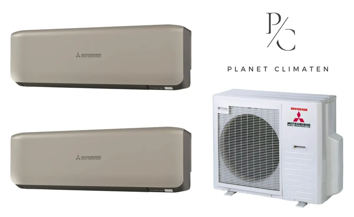 Klimatyzacja multi-split Mitsubishi Heavy SRK-ZS Premium tytanowy — agregat SCM80ZS + 2× jednostka (2,0, 3,5 kW)