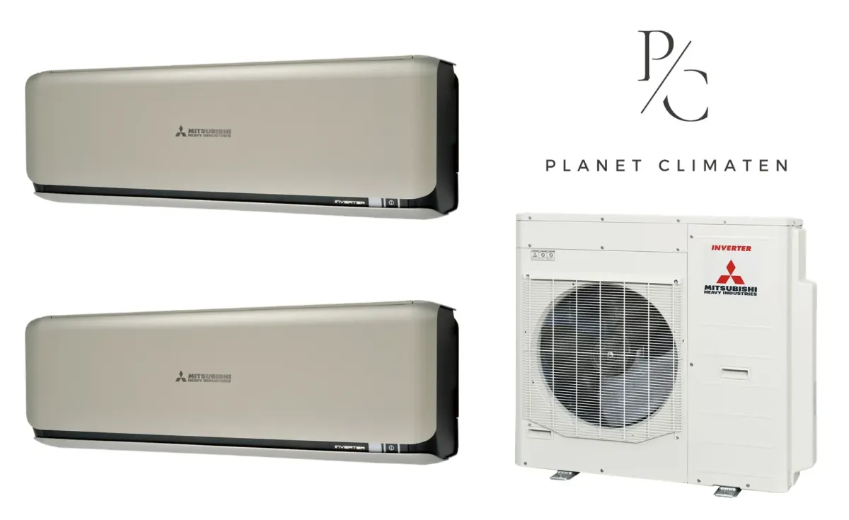 Klimatyzacja multi-split Mitsubishi Heavy SRK-ZSX Diamond tytanowy — agregat SCM100ZS + 2× jednostka (2,0, 2,0 kW)