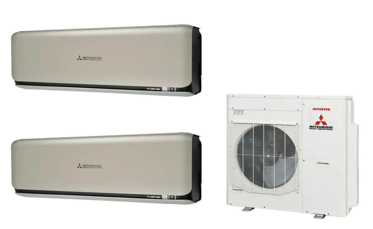 Klimatizácia multi-split Mitsubishi Heavy SRK-ZSX Diamond titánová — vonkajšia jednotka SCM100ZS + 2× jednotka (2,0, 2,0 kW)