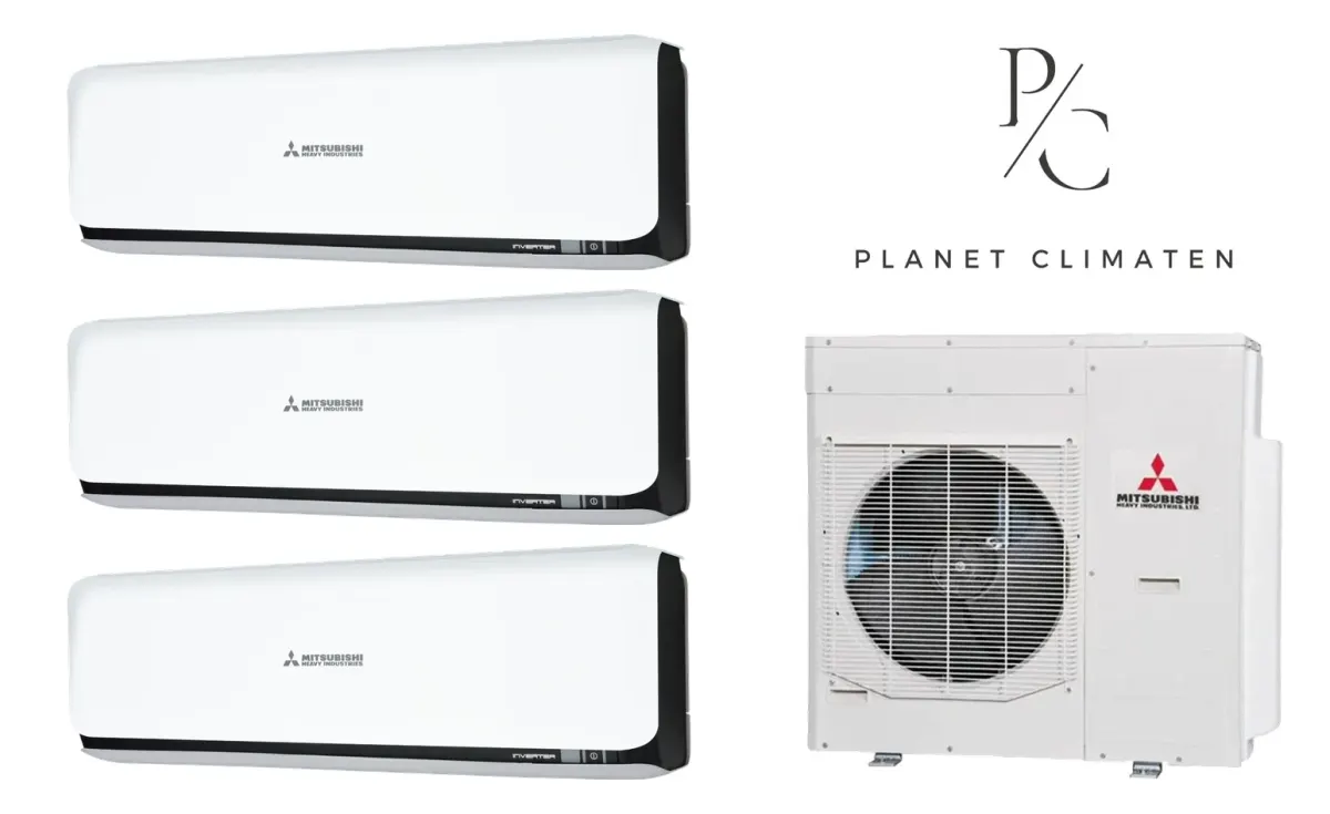 Klimatyzacja multi-split Mitsubishi Heavy SRK-ZSX Diamond czarny — agregat SCM125ZM + 3× jednostka (2,5, 5,0, 5,0 kW)