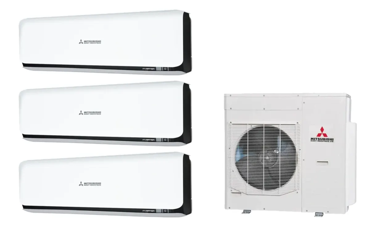 Klimatizácia multi-split Mitsubishi Heavy SRK-ZSX Diamond čierna — vonkajšia jednotka SCM125ZM + 3× jednotka (2,0, 2,5, 6,0 kW)