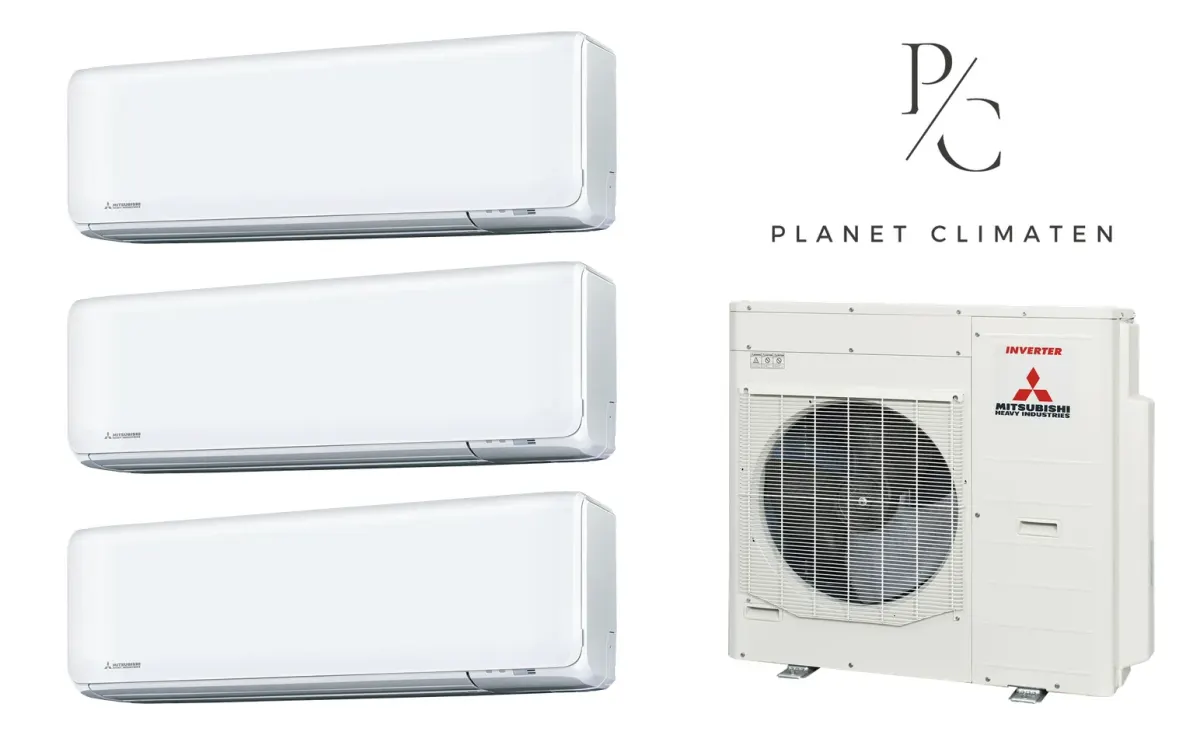 Klimatyzacja multi-split Mitsubishi Heavy SRK-ZT Premium biały — agregat SCM100ZS + 3× jednostka (2,0, 5,0, 5,0 kW)