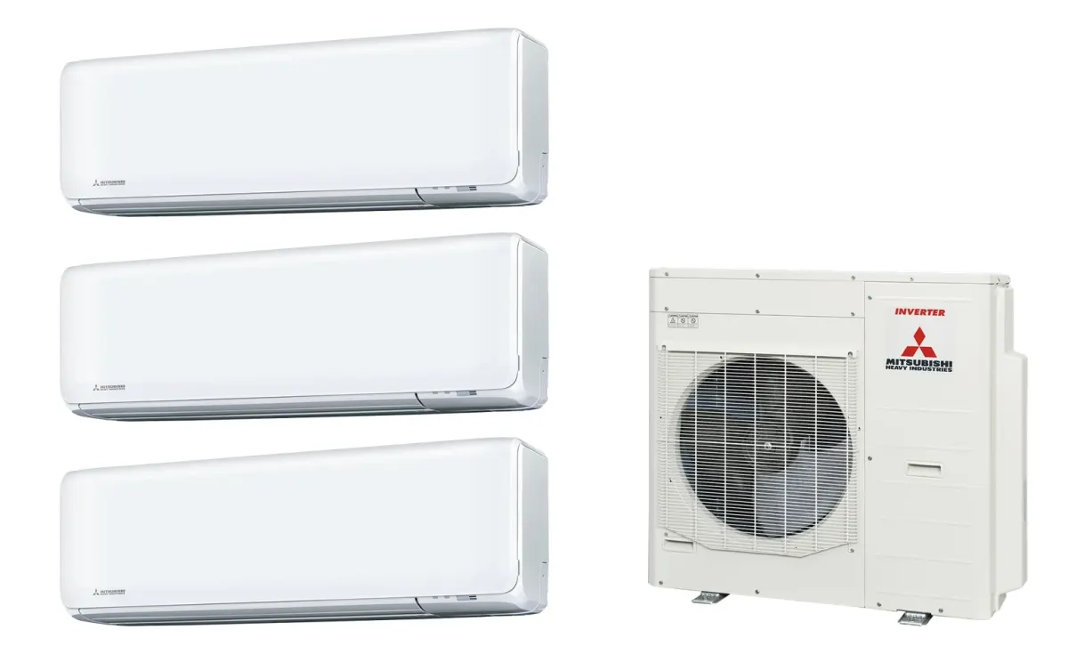 Klimatizácia multi-split Mitsubishi Heavy SRK-ZT Premium biela — vonkajšia jednotka SCM100ZS + 3× jednotka (2,0, 2,0, 2,0 kW)