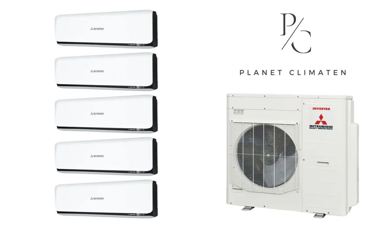Klimatyzacja multi-split Mitsubishi Heavy SRK-ZSX Diamond czarny — agregat SCM100ZS + 5× jednostka (2,0, 2,5, 2,5, 2,5, 6,0 kW)