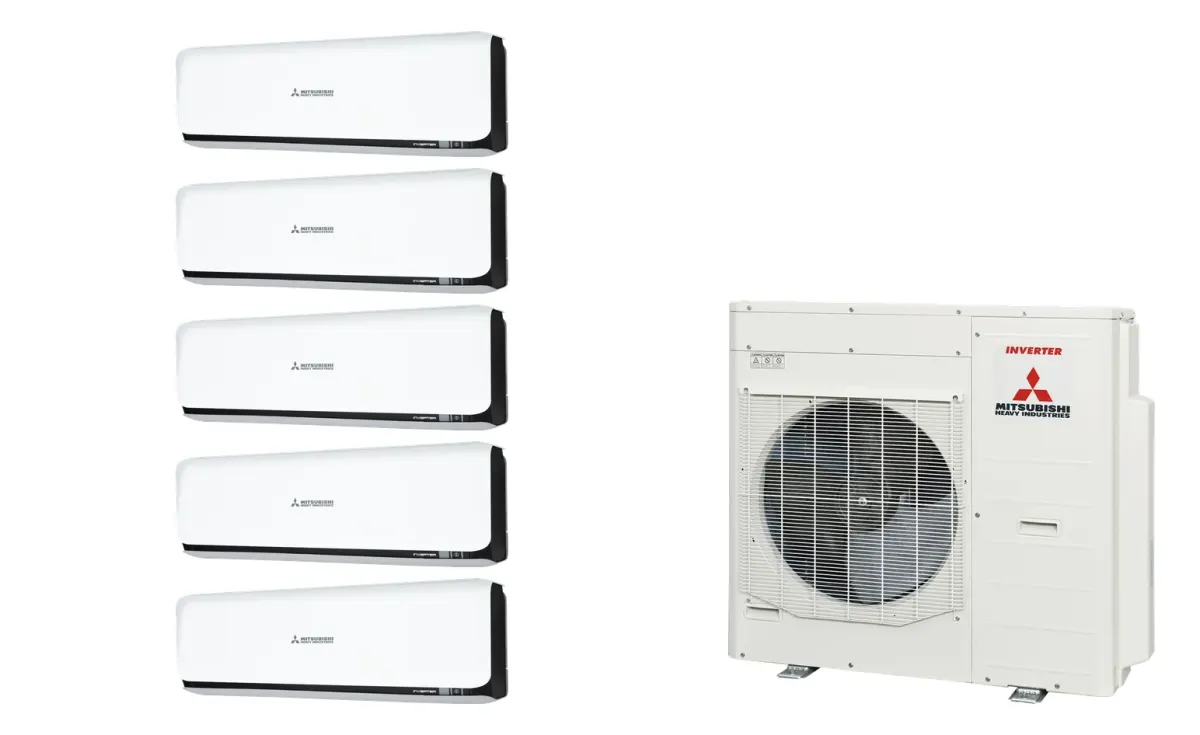 Klimatizácia multi-split Mitsubishi Heavy SRK-ZSX Diamond čierna — vonkajšia jednotka SCM100ZS + 5× jednotka (2,5, 2,5, 2,5, 3,5, 3,5 kW)