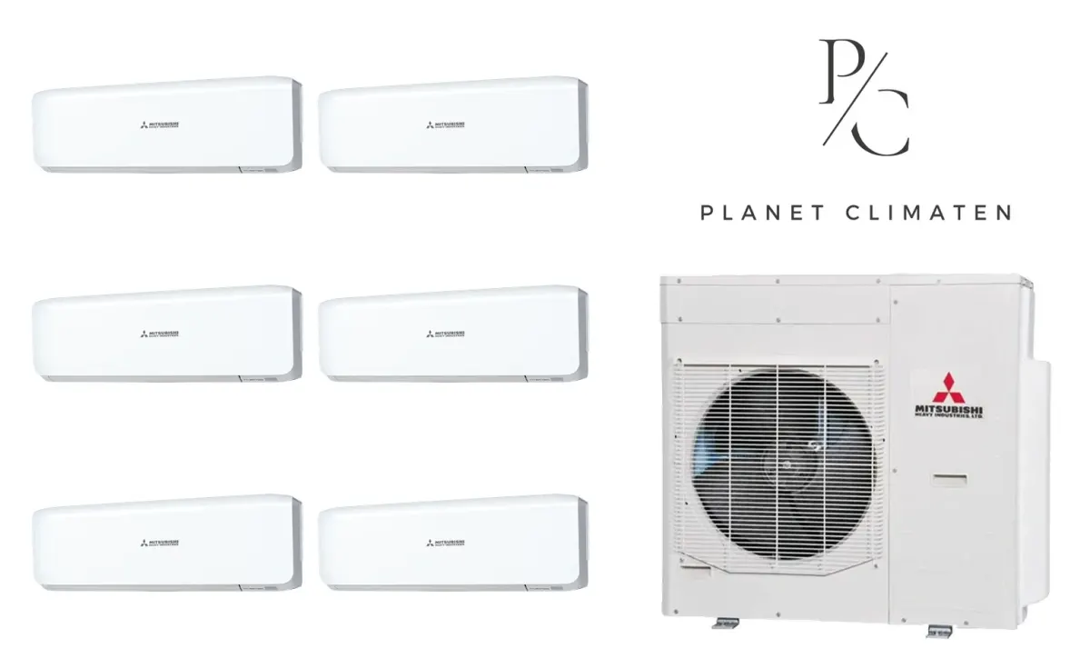 Klimatyzacja multi-split Mitsubishi Heavy SRK-ZS Premium biały — agregat SCM125ZM + 6× jednostka (2,0, 2,0, 2,0, 2,0, 3,5, 3,5 kW)