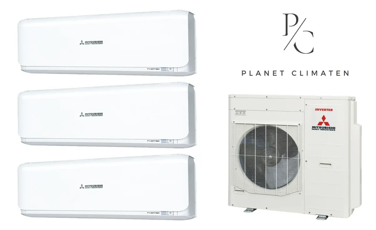 Klimatyzacja multi-split Mitsubishi Heavy SRK-ZSX Diamond biały — agregat SCM100ZS + 3× jednostka (2,0, 2,5, 5,0 kW)