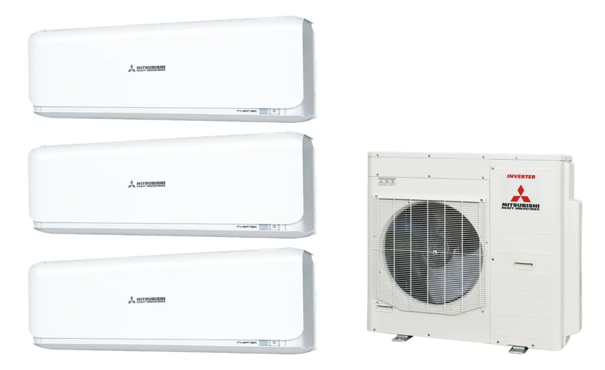 Klimatizácia multi-split Mitsubishi Heavy SRK-ZSX Diamond biela — vonkajšia jednotka SCM100ZS + 3× jednotka (2,0, 2,0, 2,0 kW)