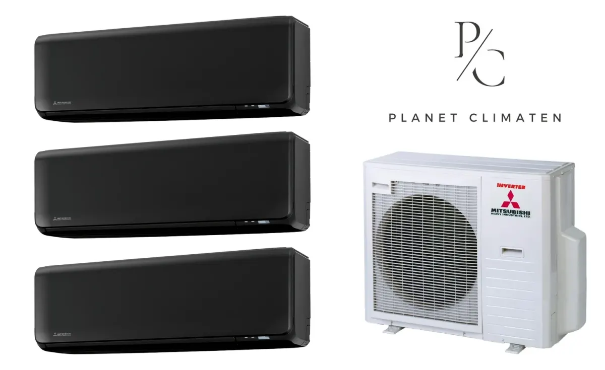 Klimatyzacja multi-split Mitsubishi Heavy SRK-ZT Premium czarny — agregat SCM80ZS + 3× jednostka (2,0, 2,0, 2,0 kW)