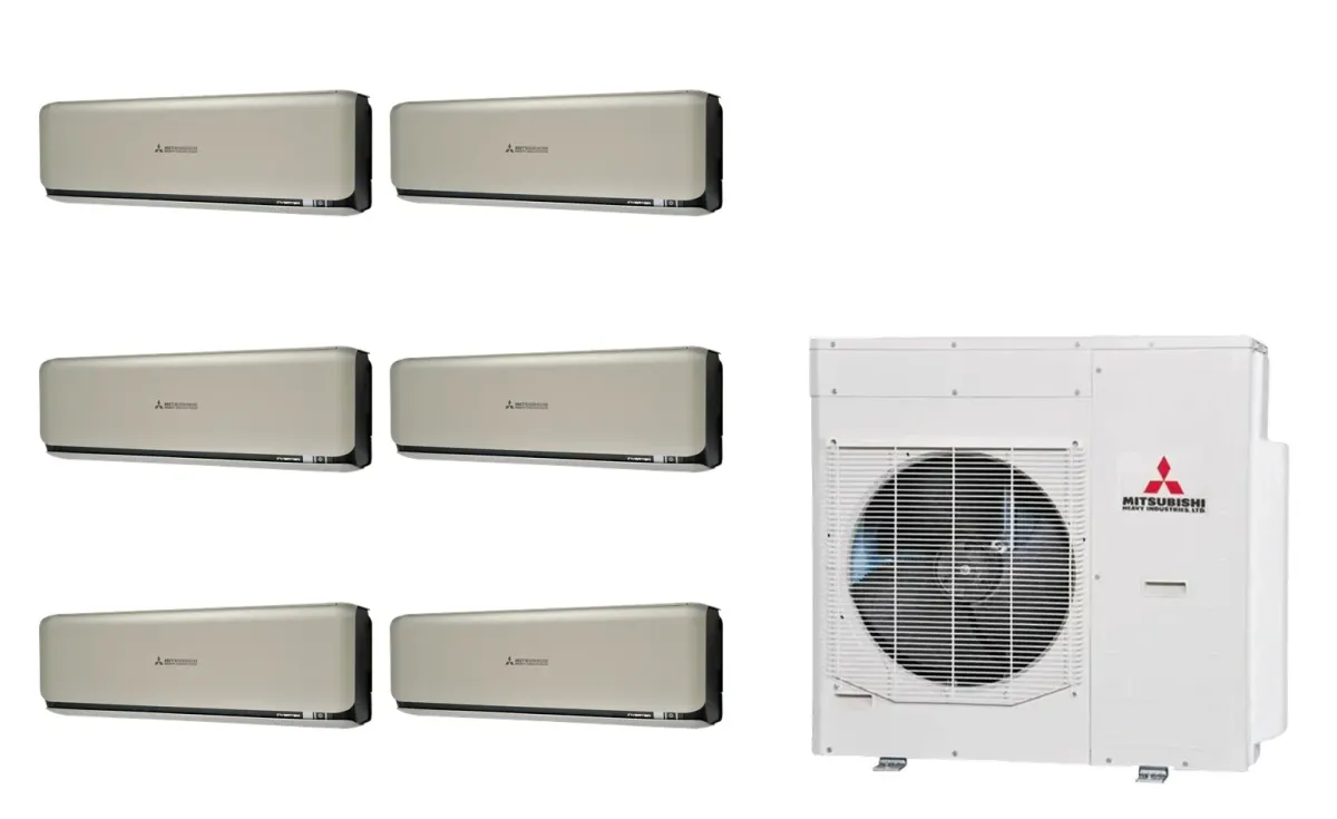 Klimatizácia multi-split Mitsubishi Heavy SRK-ZSX Diamond titánová — vonkajšia jednotka SCM125ZM + 6× jednotka (2,0, 2,0, 2,0, 2,5, 2,5, 6,0 kW)